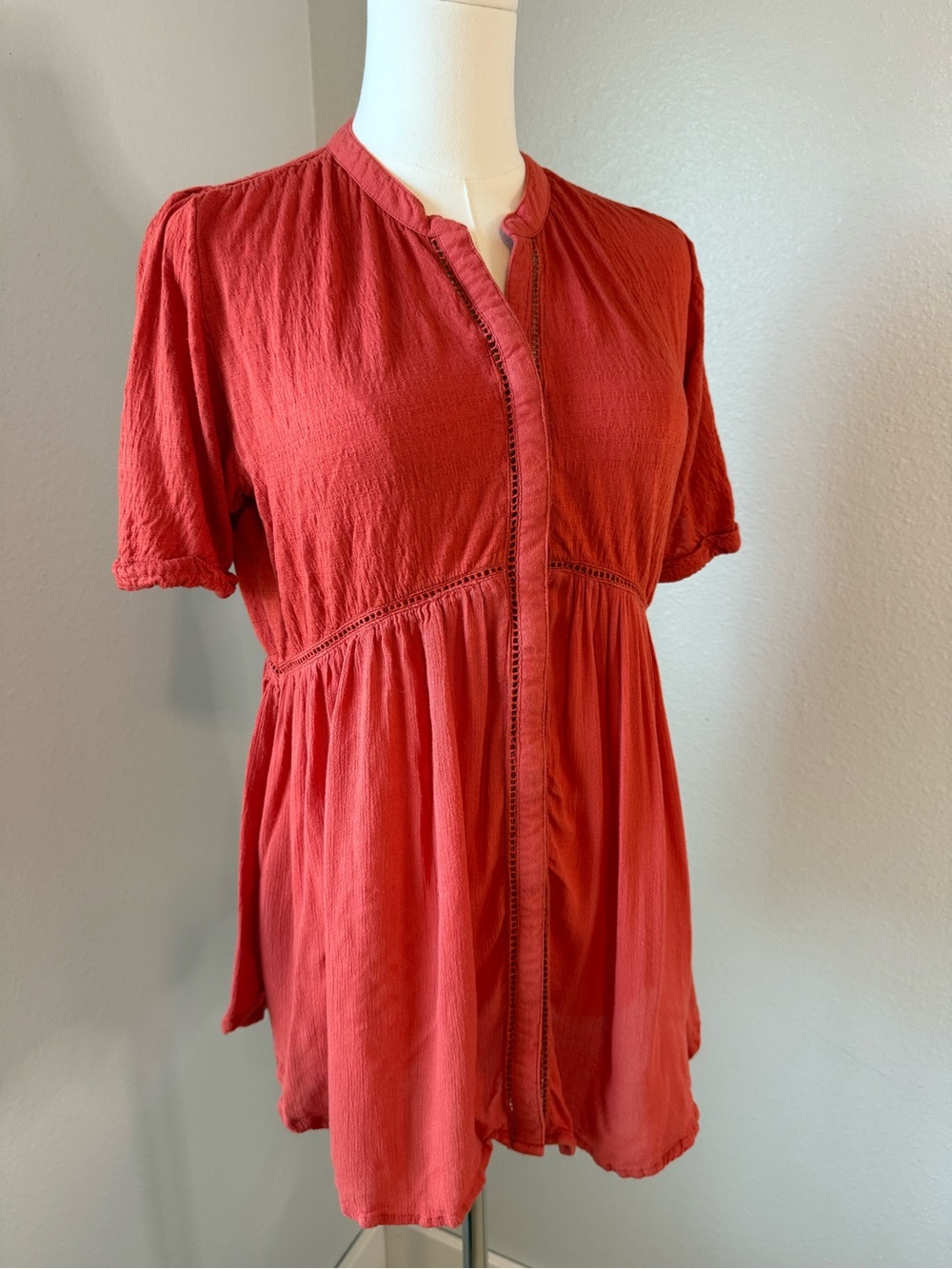 Anthropologie Akemi + Kin Rust Red Boho Tunic Blouse XS